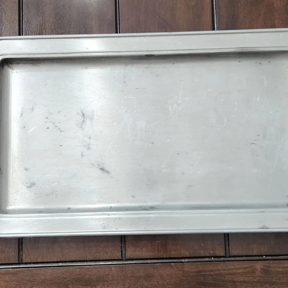 Large Distressed Vintage Silver And Brass Handles Rectangular 21 